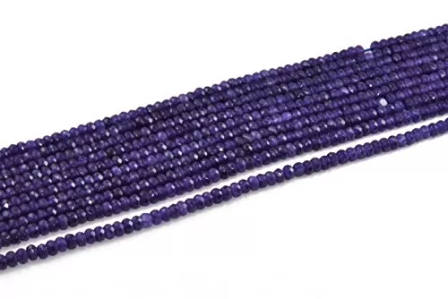 4 mm Violet Blue Rondelle Jade Quartz Stones Pack of 1 String for- Jewellery Making Beading & Craft.