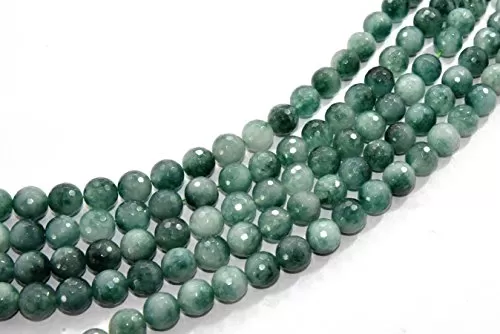 14 mm Mixed White Green Jade Quartz Semi Precious Stones Pack of 1 String- for Jewellery Making Beading & Craft.
