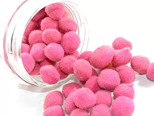 10 MM Pink Wool Pom Poms for Art Craft and Party Decoration (100 Pieces)