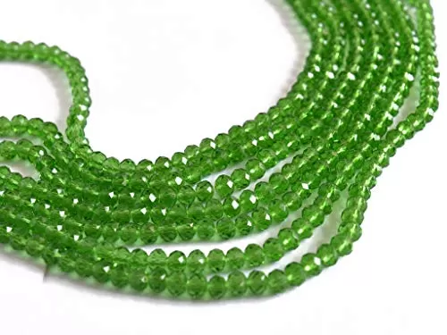 Green Transparent Tyre/Rondelle Faceted Crystal Beads (6 mm) (1 String) for  Jewellery Making Beading Embroidery Art and Craft