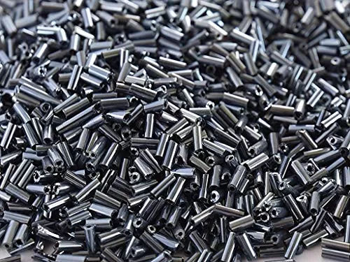 Opaque Luster Black Pipe Beads/Bugle Beads/Glass Beads (4.5 mm 450 Grams) Standard Quality for  Jewellery Making Beading Embroidery Art and Craft