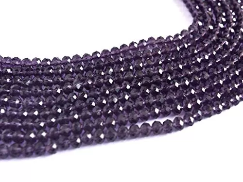 Purple Transparent Tyre/Rondelle Faceted Crystal Beads (4 mm) (1 String) for  Jewellery Making Beading Embroidery Art and Craft