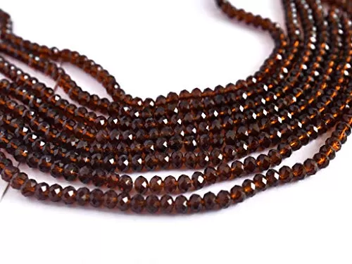 Dark Brown Transparent Tyre/Rondelle Crystal Beads (4 mm) (1 String) for  Jewellery Making Beading Embroidery Art and Craft