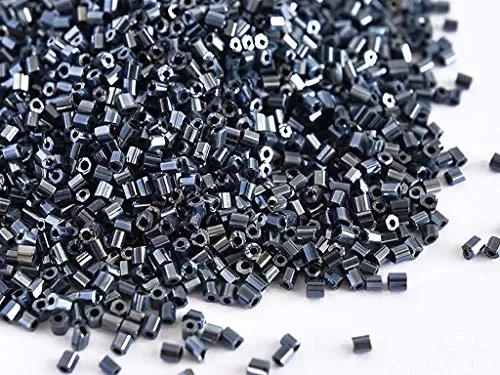 Opaque Luster Black 2 Cut Beads/Glass Seed Beads (15/0-1.5 mm 100 Grams) Standard Quality for  Jewellery Making Beading Embroidery Art and Craft