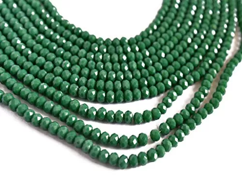 Green Opaque Tyre/Rondelle Faceted Crystal Beads (3 mm) (5 Strings) for  Jewellery Making Beading Embroidery Art and Craft