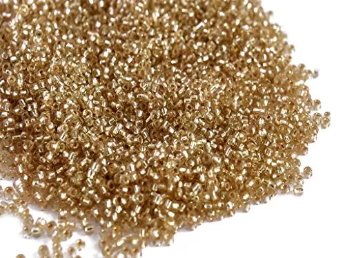 Transparent Golden Round Rocailles/Glass Seed Beads (8/0-3.0 mm 100 Grams) Standard Quality for  Jewellery Making Beading Embroidery Art and Craft
