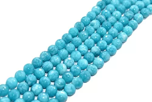 12 mm Aqua Blue Jade Quartz Semi Precious Stones Pack of 1 String- for Jewellery Making Beading & Craft.