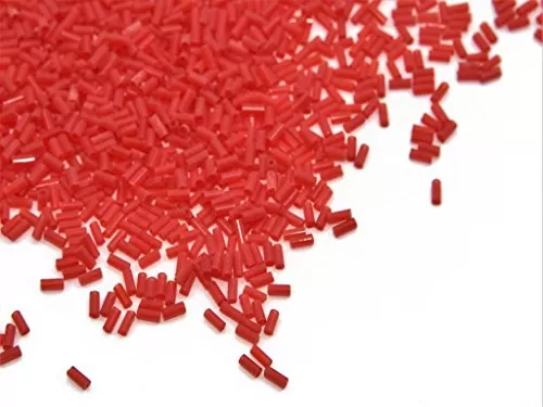 Opaque Orange Pipe/Bugle Beads/Glass Seed Beads (4.5 mm) (100 Grams) Standard Quality for  Jewellery Making Beading Arts and Crafts and Embroidery.