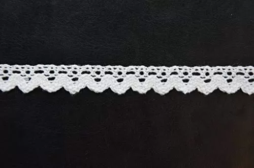White Cotton Lace (0.5 Inches) (20 Metres) (Design 41)- Used for Trims Borders Embroidered Laces Applique Fabric lace Sewing Supplies Cotton Work lace.
