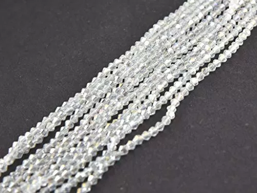 White Transparent Rainbow Bicone Crystal Beads (4 mm) (1 String) for  Jewellery Making Beading Embroidery Art and Craft