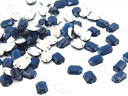 Blue Rectangle 2 Hole Acrylic Stones (10 mm * 14 mm) (5 Gross) - Used for Embroidery Sewing Handbags Art and Craft