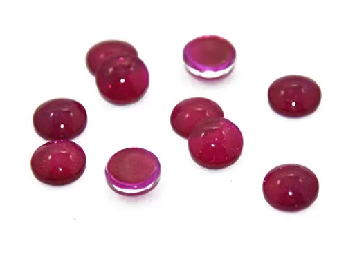 Rose Pink Circular Glass Stones (18 mm) (10 Pieces) - Used for Craft/Home Decoration Aquarium Fillers/Fish Tank Garden Decoration Vase Fillers