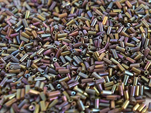 Transparent Rainbow Brown/Topaz Pipe/Bugle Beads/Glass Seed Beads (4.5 mm) (100 Grams) Standard Quality for  Jewellery Making Beading Arts and Crafts and Embroidery.