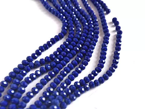 Blue Opaque Tyre/Rondelle Faceted Crystal Beads (2 mm) (1 String) for  Jewellery Making Beading Embroidery Art and Craft
