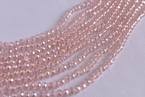Peach Rainbow Tyre/Rondelle Shaped Crystal Beads (4 mm) 1 Line for  Jewellery Making Beading Arts and Crafts and Embroidery.