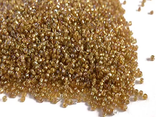 Transparent Rainbow Golden Round Rocailles/Glass Seed Beads (8/0-3.0 mm 100 Grams) Standard Quality for  Jewellery Making Beading Embroidery Art and Craft