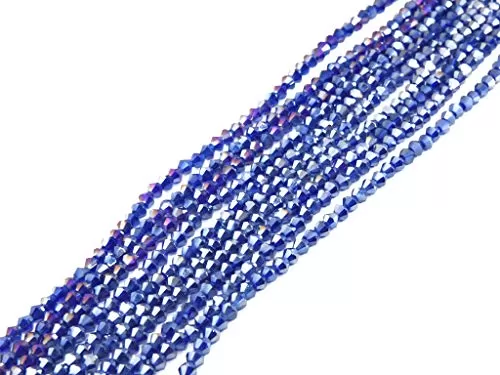 Blue Rainbow Transparent Bicone Crystal Beads (4 mm) (1 String) for  Jewellery Making Beading Embroidery Art and Craft