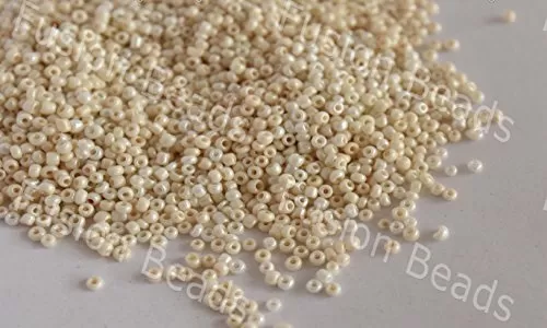 Opaque Cream/Off White Round Seed Beads/Glass Seed Beads (15/0-1.5 mm) (100 Grams) Standard Quality for  Jewellery Making Beading Arts and Crafts and Embroidery.