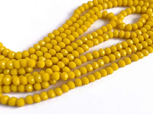 Yellow/Lemon Opaque Tyre/Rondelle Faceted Crystal Beads (2 mm) (1 String) for  Jewellery Making Beading Embroidery Art and Craft