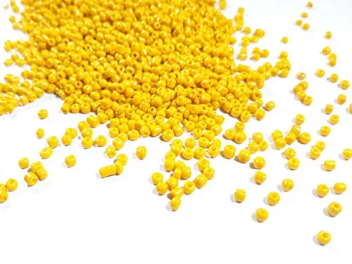 Yellow Opaque Round Rocailles Seed Beads (8/0-3.0 mm) (450 Grams) Standard Quality - Jewellery Making Supplies Embroidery Supplies Crafting Supplies Beading Supplies