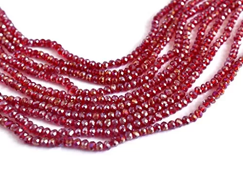 Maroon Rainbow Tyre/Rondelle Faceted Crystal Beads (8 mm) (1 String) for  Jewellery Making Beading Embroidery Art and Craft