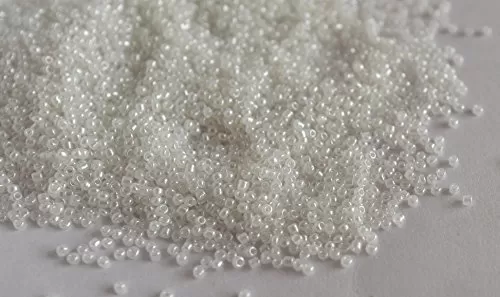 Ceylon White Round Rocailles/Glass Seed Beads (11/0-2.0 mm) (450 Grams) Standard Quality for  Jewellery Making Beading Arts and Crafts and Embroidery.
