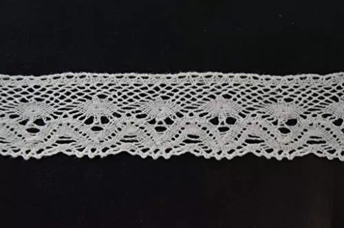 Off White Cotton Lace (1.5 Inches) (10 Metres) (Design 15)- Used for Trims Borders Embroidered Laces Applique Fabric lace Sewing Supplies Cotton Work lace.