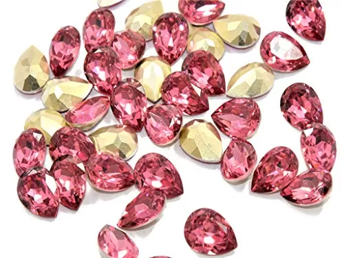 Magenta Drop Shaped Resin Stones for Embellishing Handbags Shoes Apparels Jewellery Making Craft Supplies (13 mm * 18 mm) (20 Pieces)