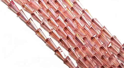 Pink Transparent Rainbow Conical Crystal Bead (4 mm * 8 mm) 1 String for  Jewellery Making Beading Arts and Crafts and Embroidery.