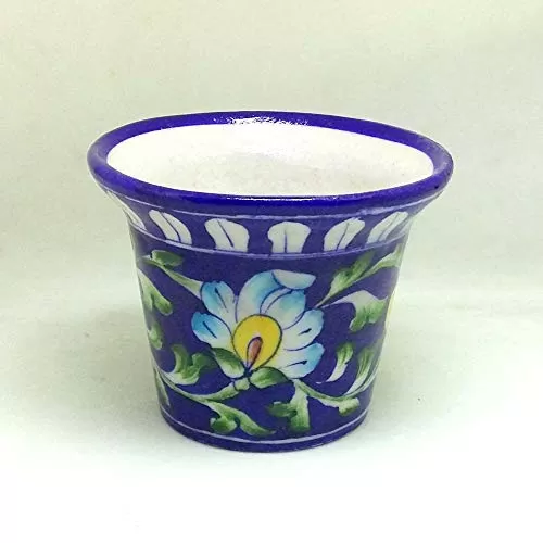 Ceramic Decorative Vase (8 X 10 X 6 cm Blue)