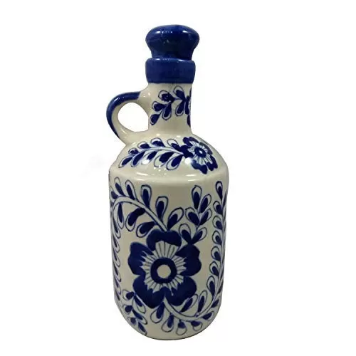 India Meets India 156HOKW00044 Ceramic Cork Bottle 1L Set of 1 Blue