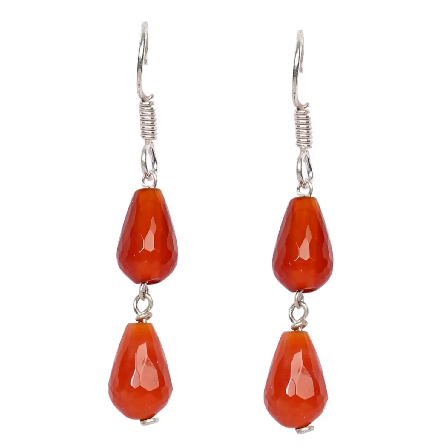 Stone Carnelian Semi-Precious Earrings, Color- Orange, For Women & Girls (Pack of 1 Pc.)