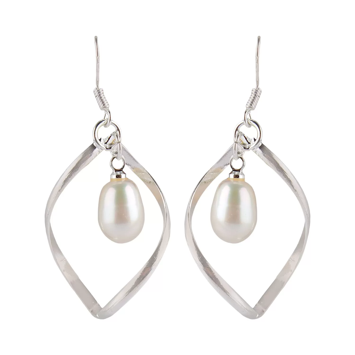 Stone pearl Dangler Earrings Art2, Color- White, For Women & Girls (Pack of 1 Pc.)