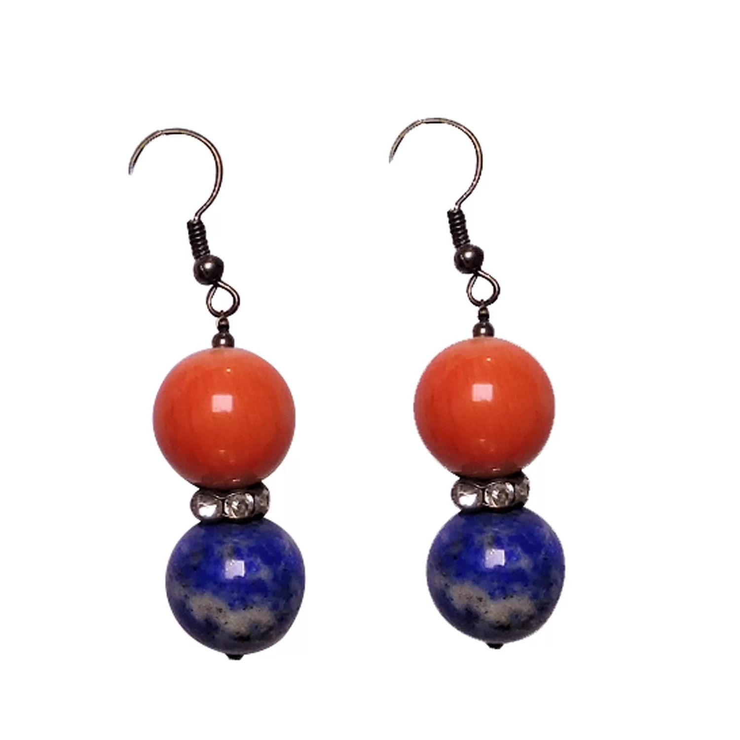 Stone Lapis and Color Pearl Earring, Color- Multicolor, For Men & Women (Pack of 1 Pc.)