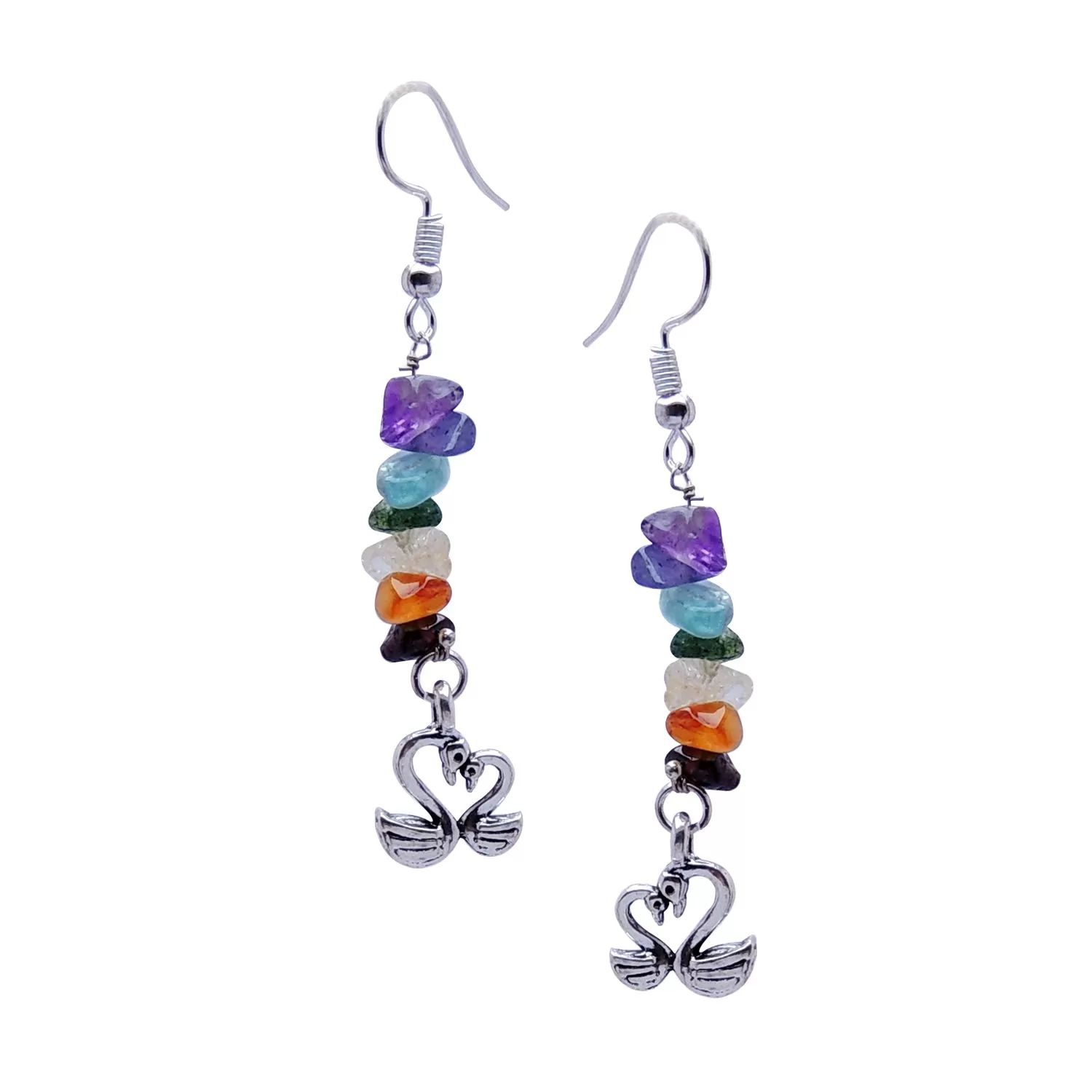 Multi Stone Crystal Chip Love Duck Earing, Color- Multi color, For Women & Girls (Pack of 1 Pc.)