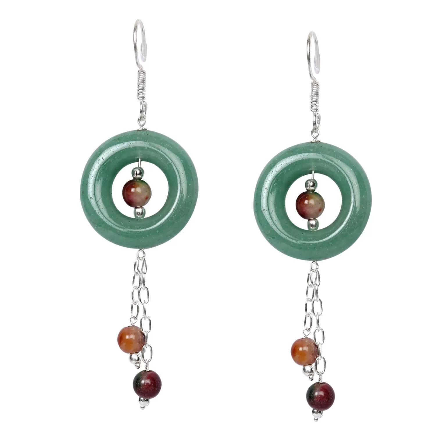 Stone Jade and Bloodstone Semi-Precious Earrings, Color- Multicolor, For Women & Girls (Pack of 1 Pc.)