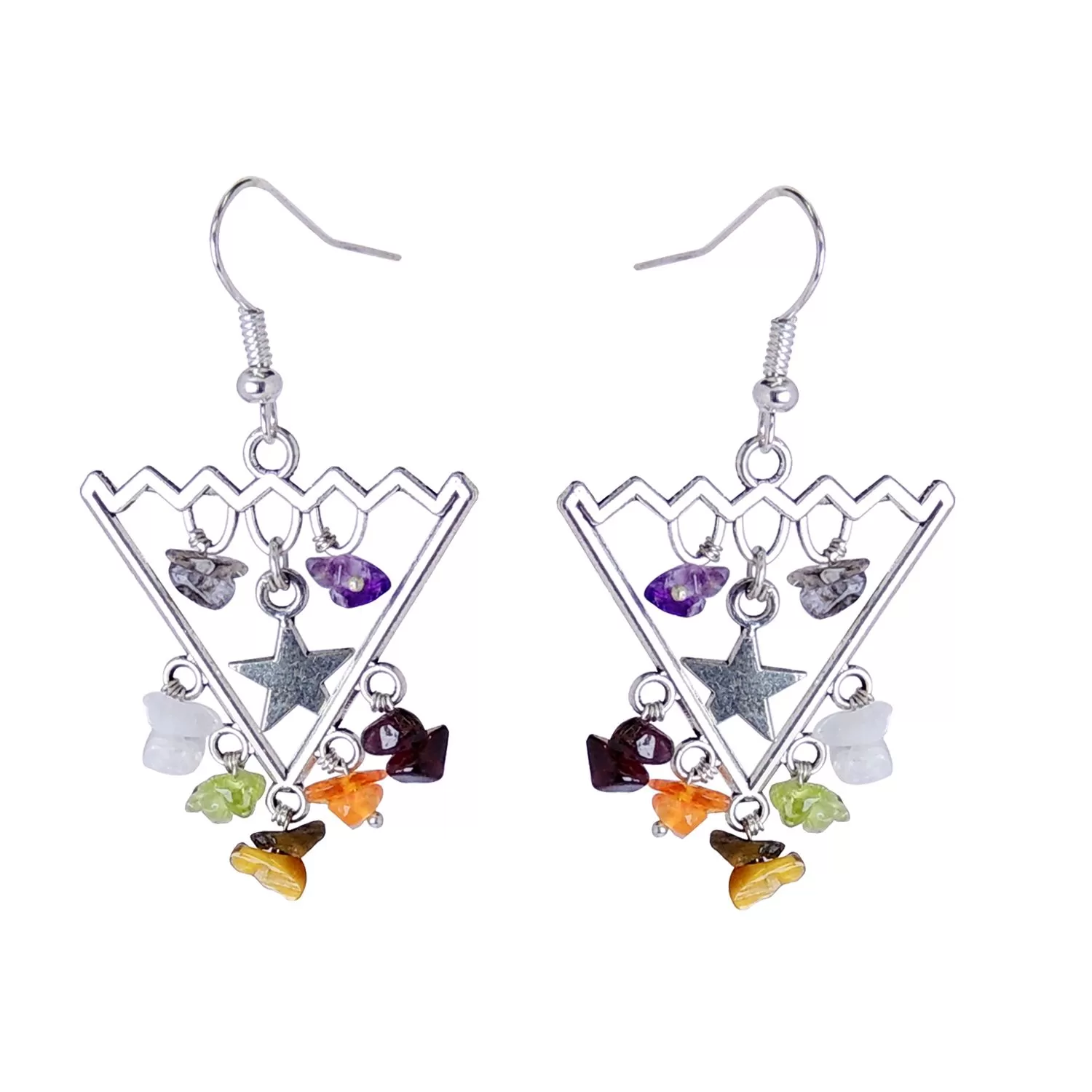 Multi Stone Star Cone Earing, Color- Multi color, For Women & Girls (Pack of 1 Pc.)