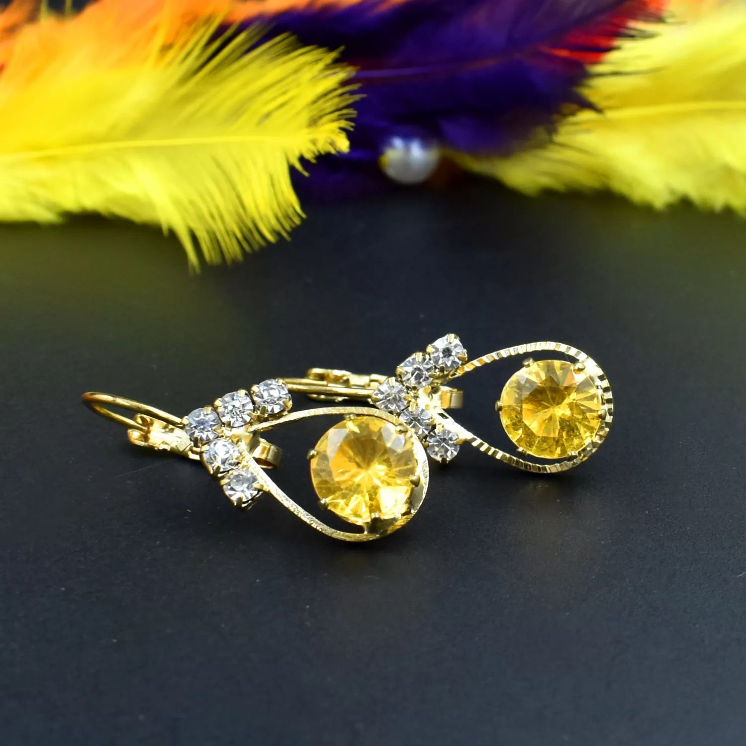 18 kt Gold Plated Swaroski Beautiful Earring, 2 image