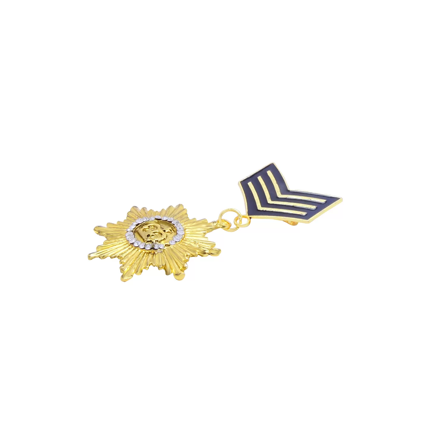 Metal Designer Brooch Medal Star with Semi-Precious Cubic Zirconia, 4 image