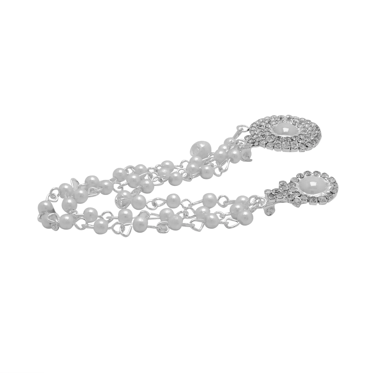 Pearl Silver Metal Chain with Semi-Precious Cubic Zirconia Brooch, 4 image