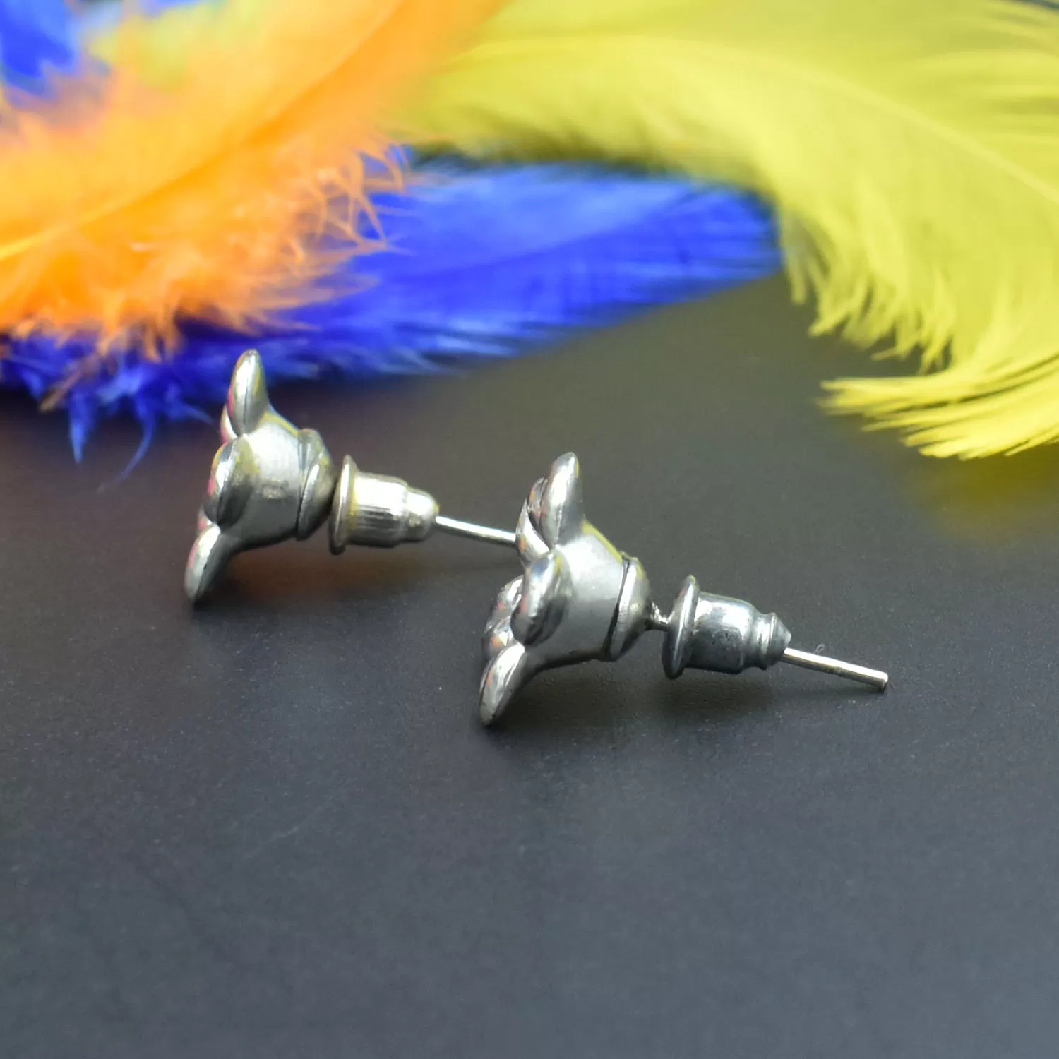 Oxidized Metallic Stud Earrings, 10 image