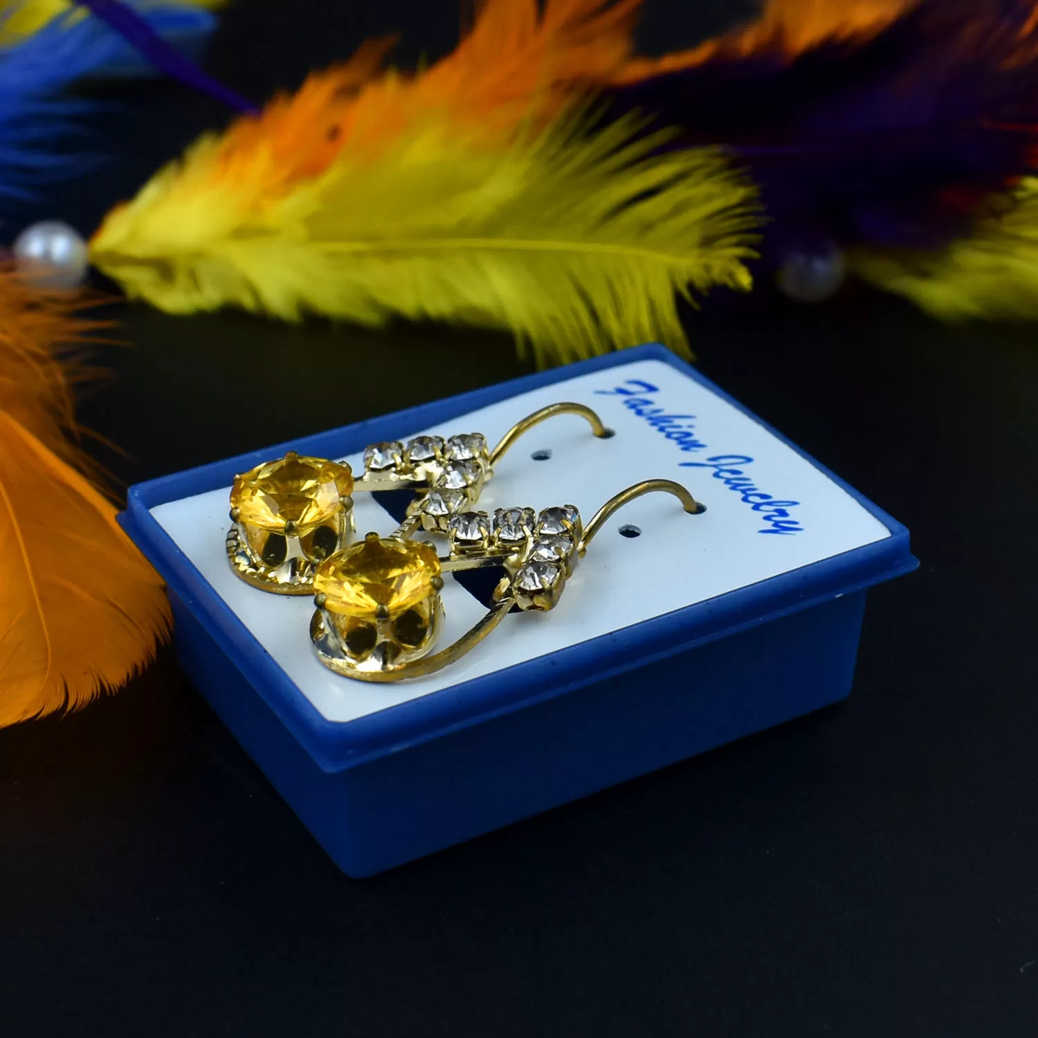 18 kt Gold Plated Swaroski Beautiful Earring, 8 image