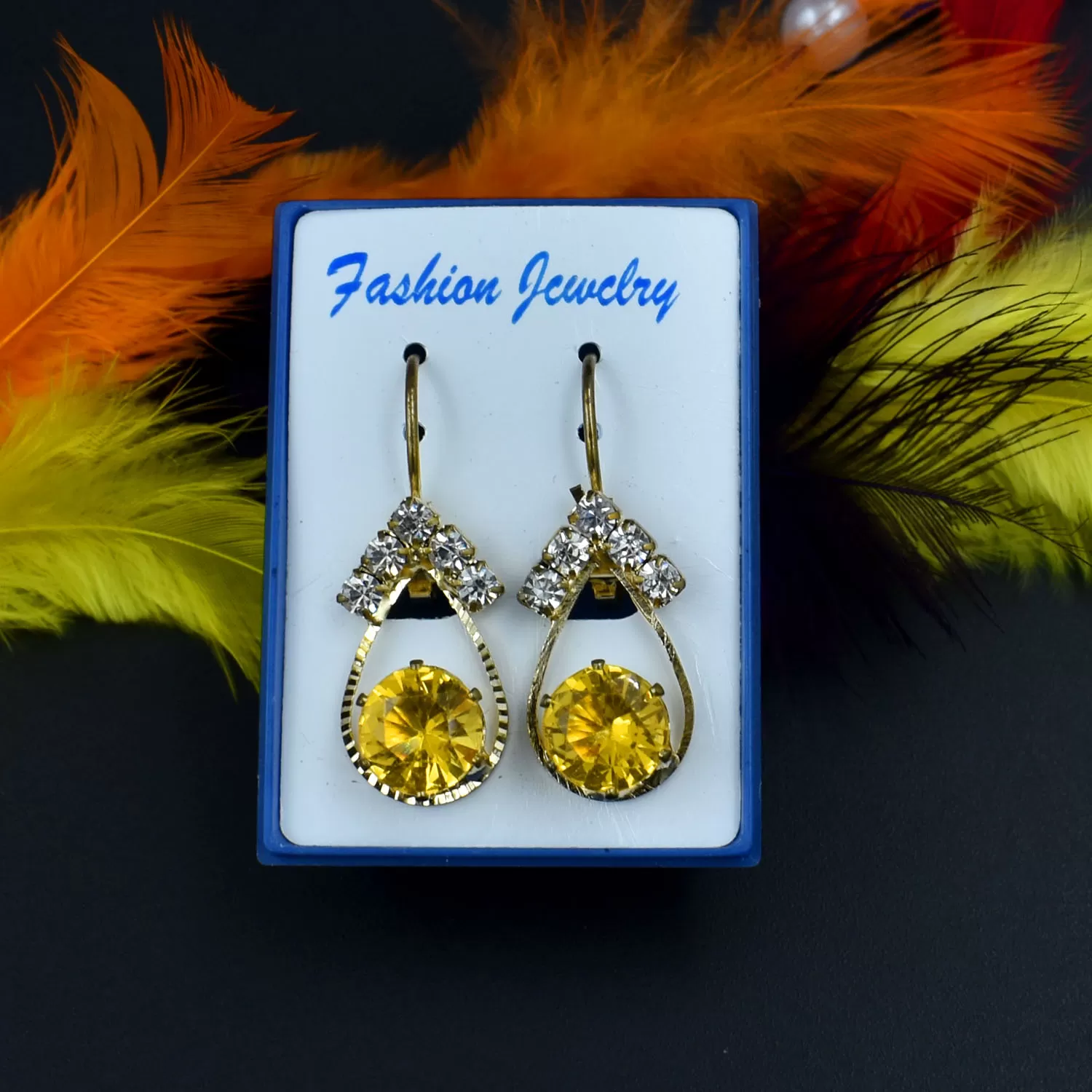18 kt Gold Plated Swaroski Beautiful Earring, 10 image