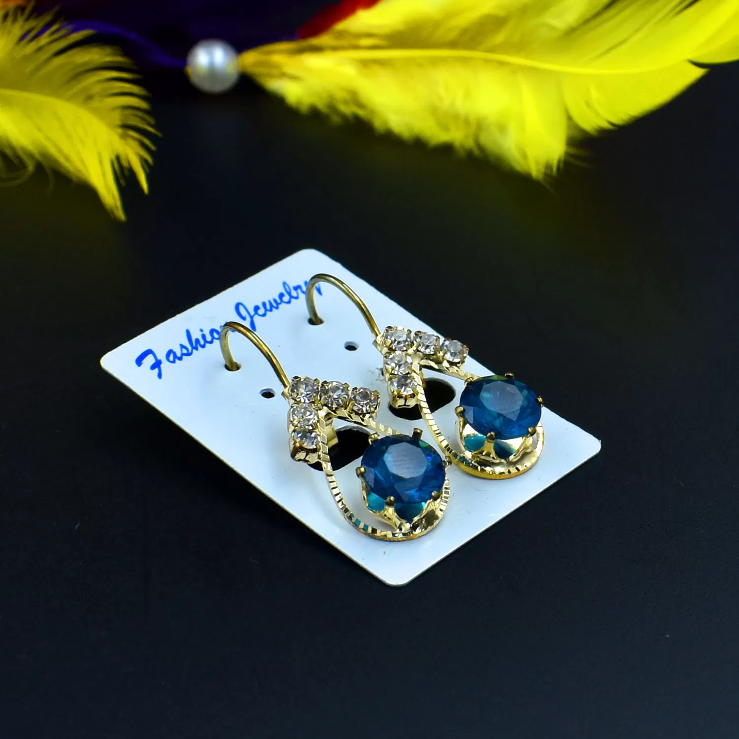 18 kt Gold Plated Swaroski Beautiful Earring, 4 image
