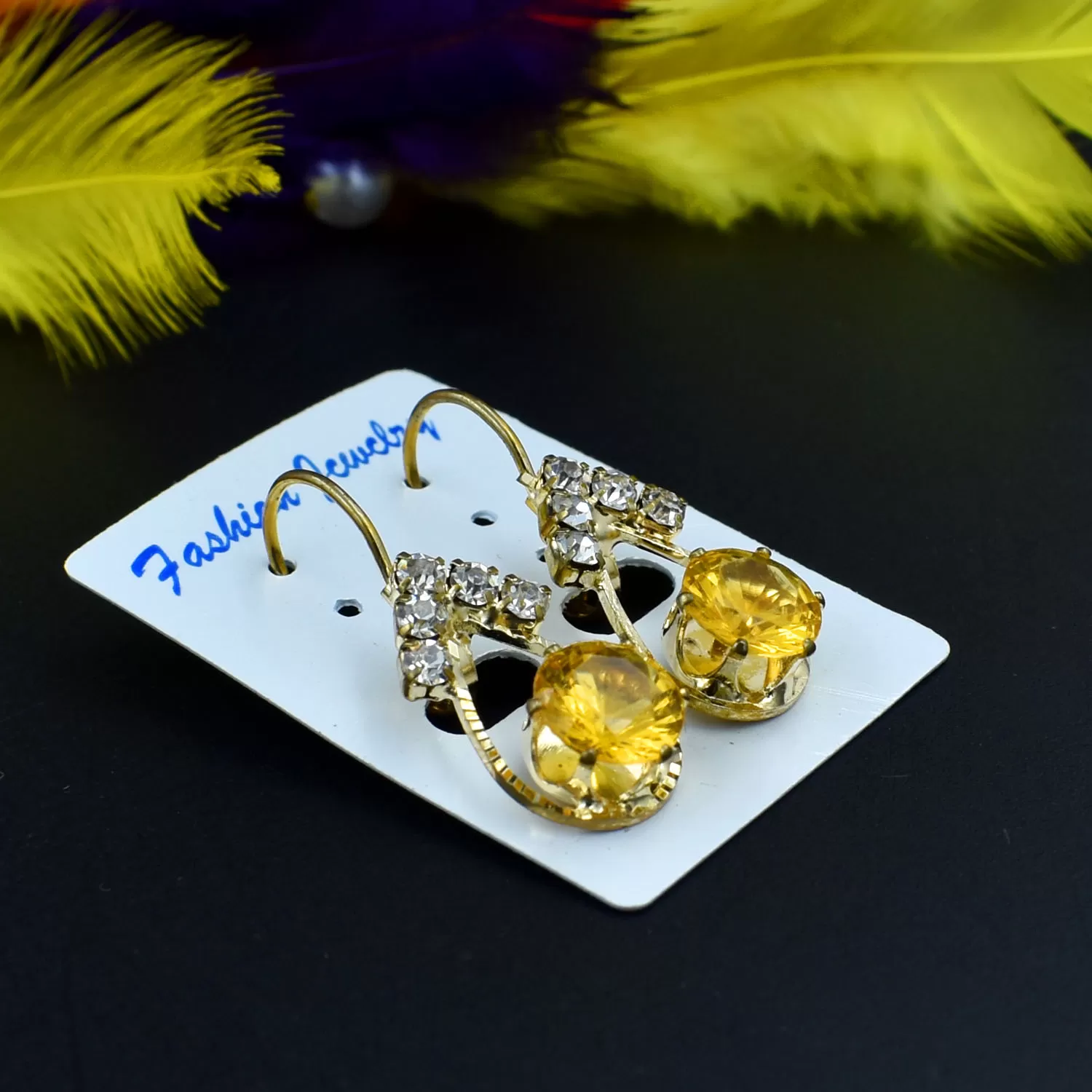18 kt Gold Plated Swaroski Beautiful Earring, 6 image