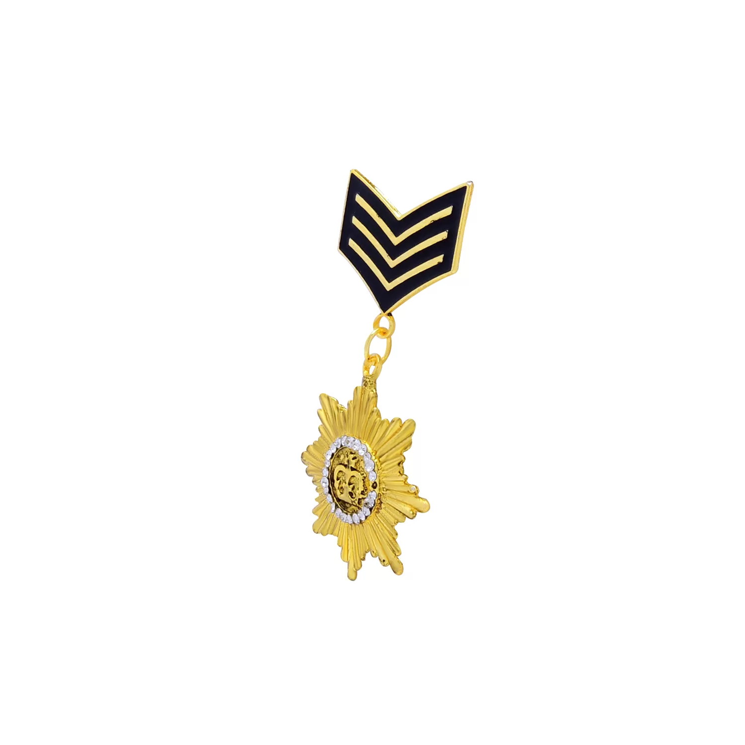 Metal Designer Brooch Medal Star with Semi-Precious Cubic Zirconia, 3 image