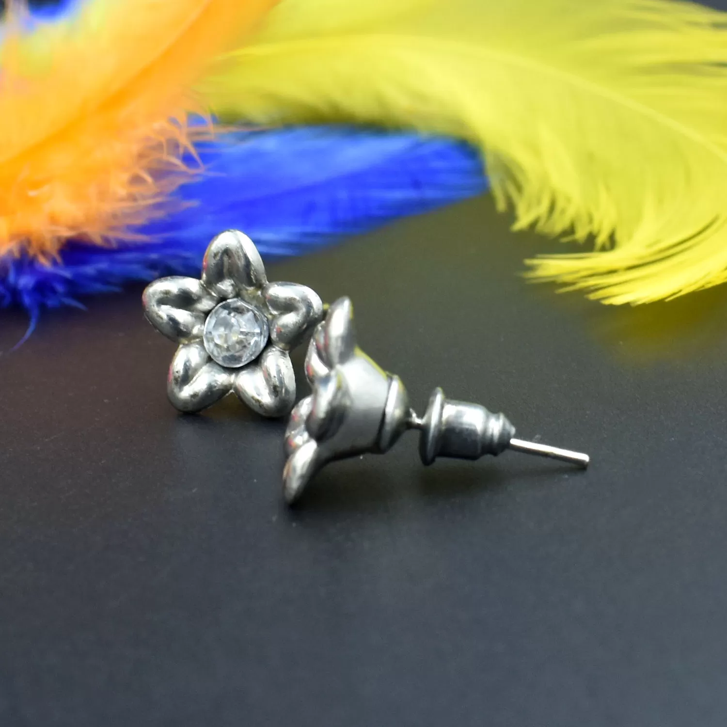 Oxidized Metallic Stud Earrings, 5 image