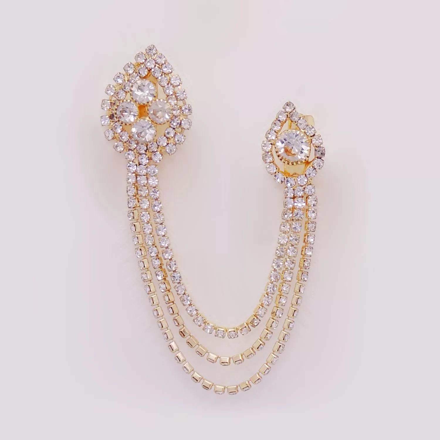 Zirconia Flower Golden Metal Chain with Semi-Precious Cubic Zirconia Brooch (Pack of 1 Pc.), 3 image