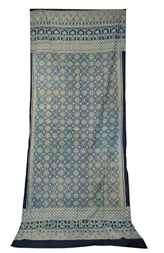 Women's Cotton Ajrakh Print - Full Natural Dye-Mul Cotton DUPATTA AN-DPT-0018 Yellow (240 95)