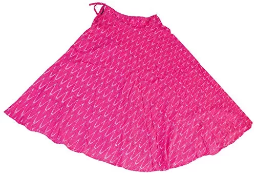 4MTR.of Gher Skirt Ikkat Print- Cotton Material - (Pink)